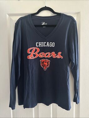 Chicago Bears V-Neck Long Sleeve Shirt - Navy